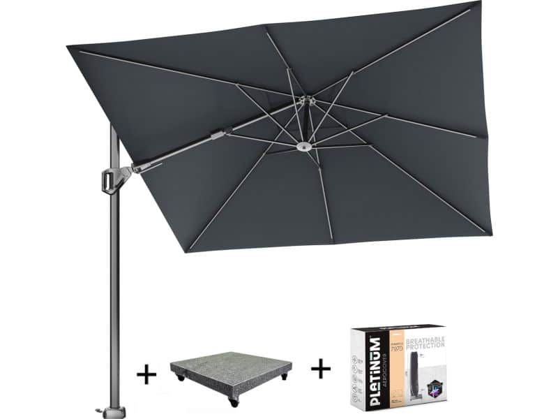 Voyager T2 zweefparasol 270x270 cm Faded black met 90KG voet