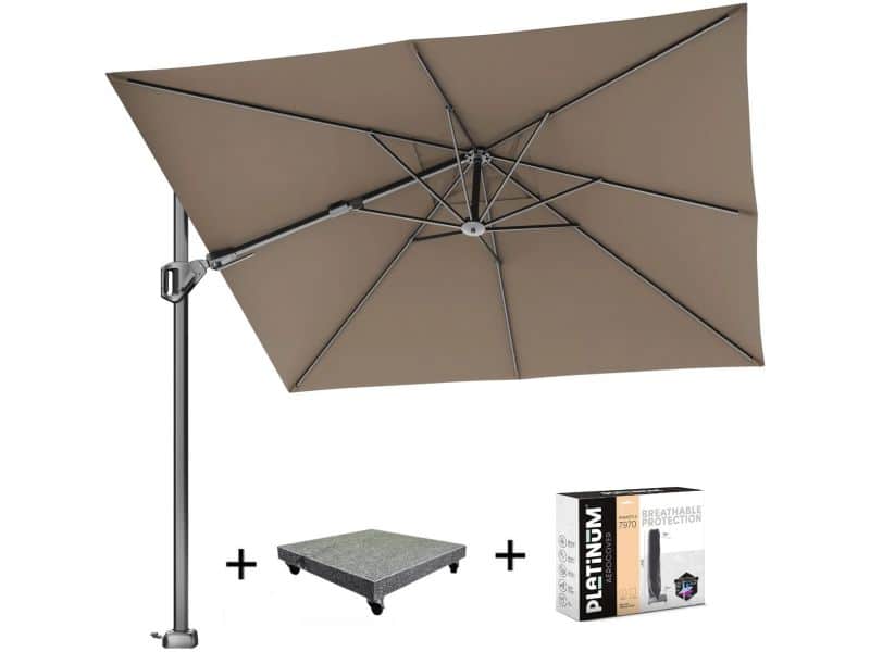 Voyager T2 zweefparasol 270x270 cm Havanna met 90KG voet en