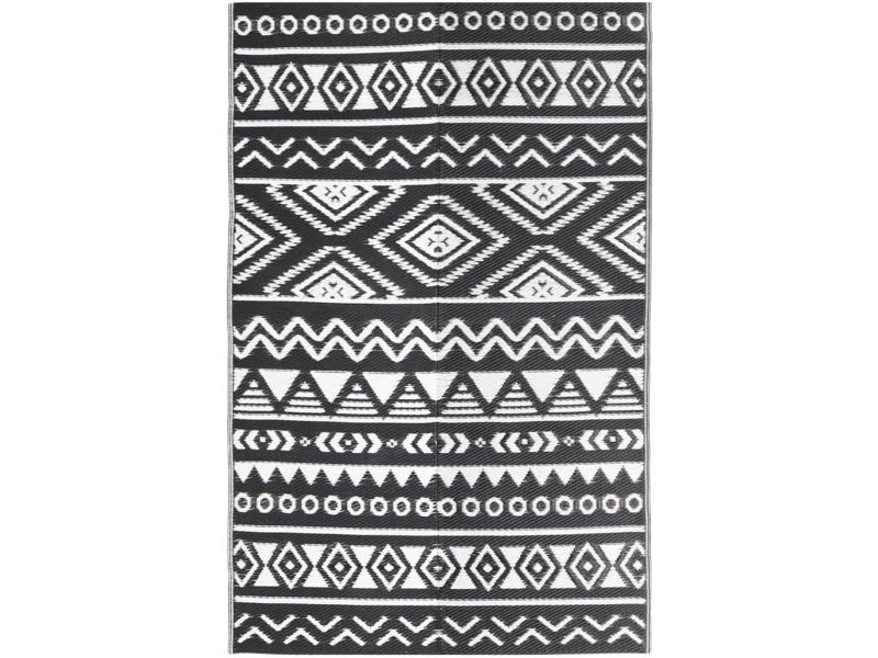 Waterdicht Buitenkleed 190 x 290 cm Zwart Tuinkleed Polypropyleen voor Balkon en Terras