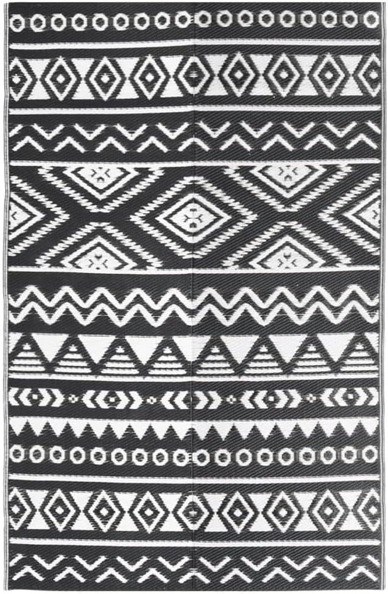 waterdicht buitenkleed 190 x 290 cm zwart tuinkleed polypropyleen voor balkon en terras