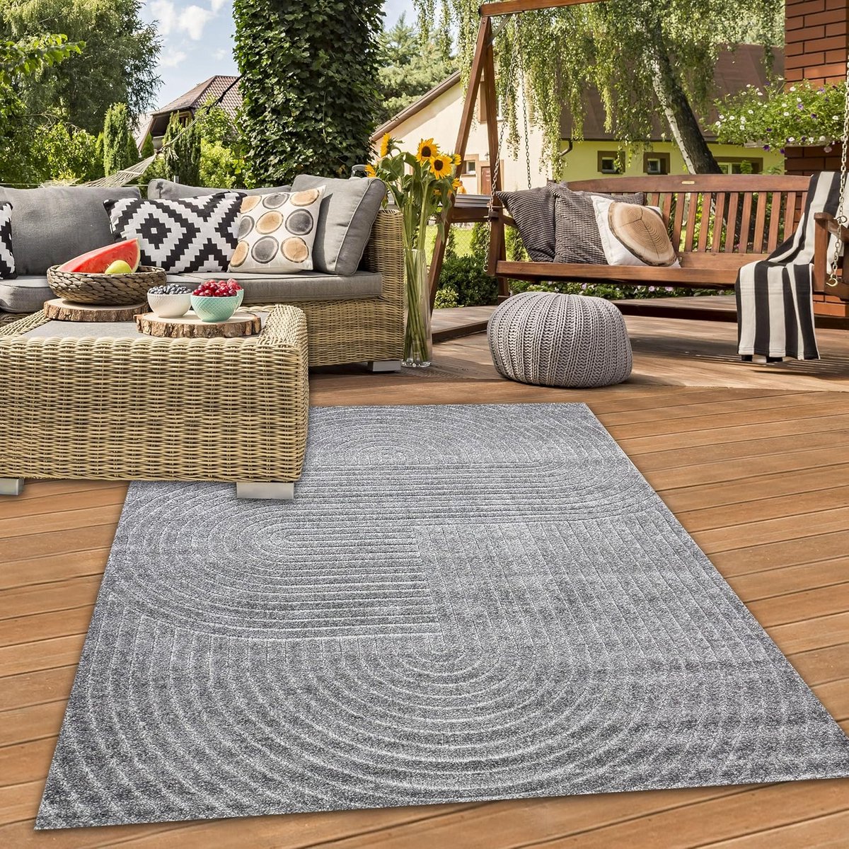 waterdicht buitenkleed antraciet tuinkleed voor balkon en terras (200×280 cm)