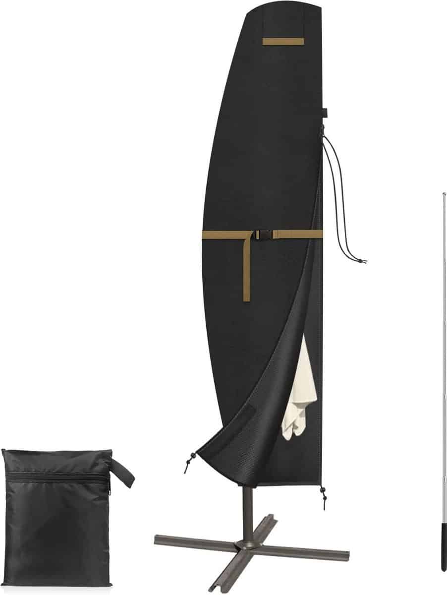 waterdichte cantilever parasolhoes cover met rits en telescopische staaf