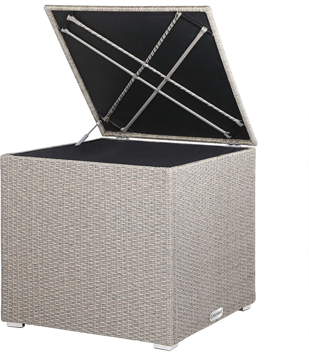 waterdichte kussenbox 318 l tuinopslagbox met gasveer en deksel beige polyrattan