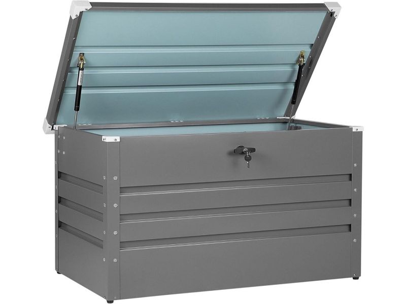 Waterdichte Metalen Opbergbox Tuinkussens 400L Grijs - Tuinkist Afsluitbaar