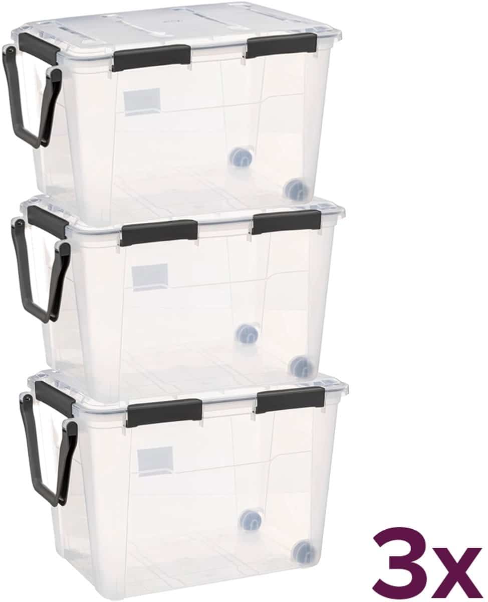 waterdichte opbergbox 100 liter (voordeelbundel) five® heavy duty transparant stapelbaar