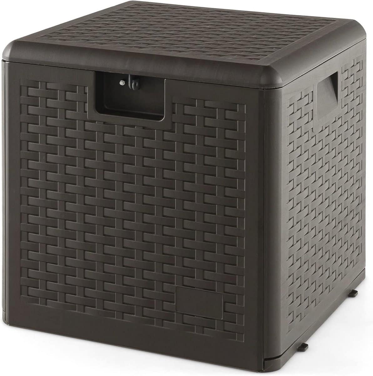 waterdichte opbergbox 106 liter voor tuin en terras kussenbox met deksel, rotanlook, verstelbare handgrepen