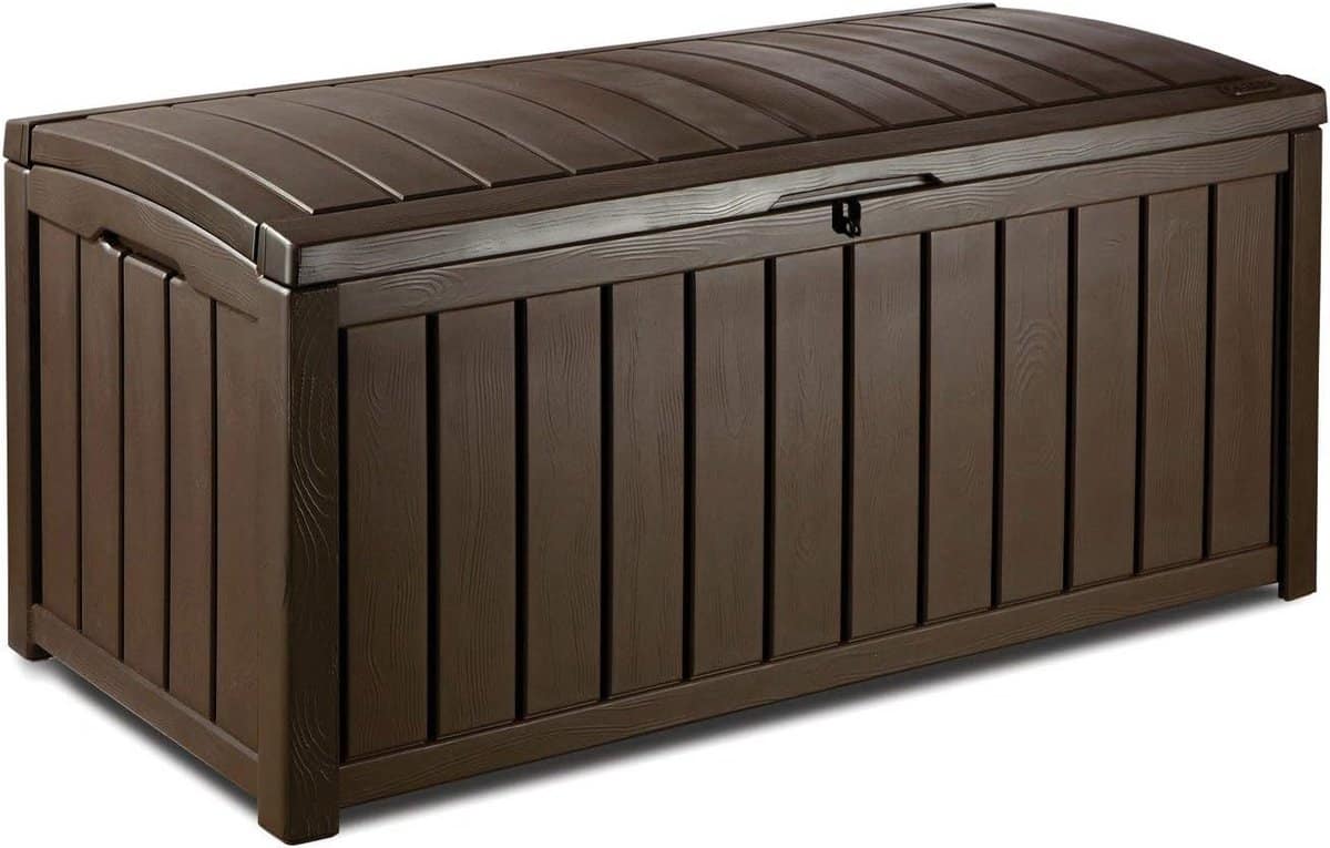 waterdichte opbergbox tuinmeubelen houtlook 390l bruine kussenbox buiten