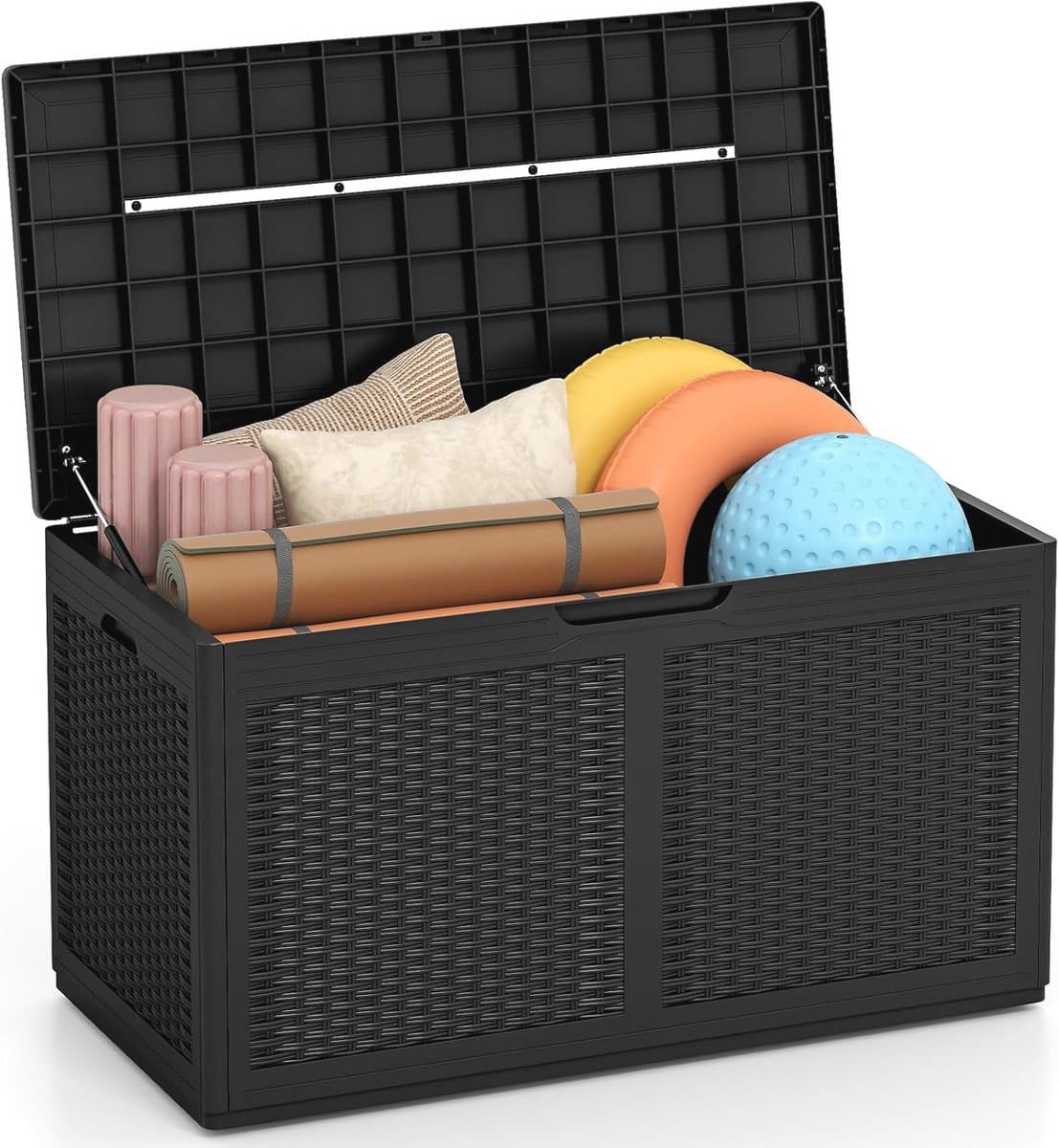 waterdichte tuinopbergbox 380 liter met wielen en deksel perfect voor balkon en terras