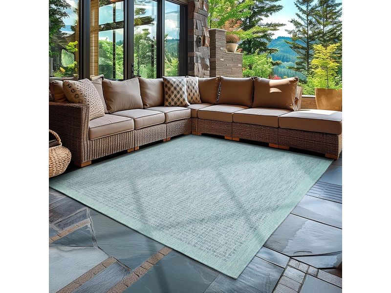 Weerbestendig Buitenkleed Blauw Sisal-Look voor Terras en Tuin 160 x 230 cm