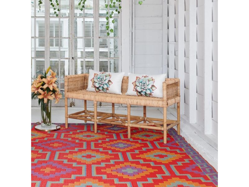 Weerbestendig en omkeerbaar buitenkleed - Vintage boho kelim - 120 x 180 cm - Perfect voor terras, balkon en tuin