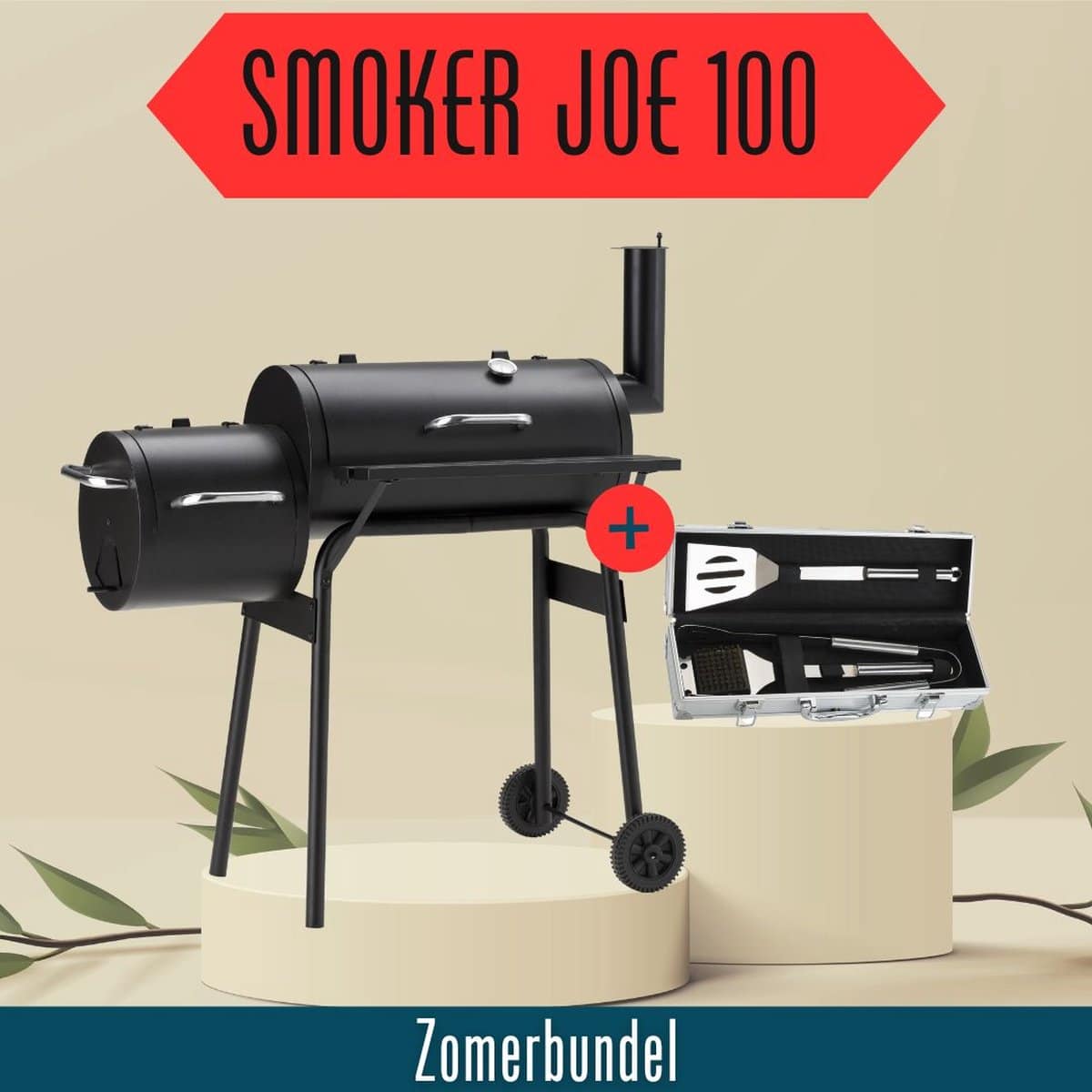 zomerbundel landmann smoker joe 100 zwart met gereedschapskoffer
