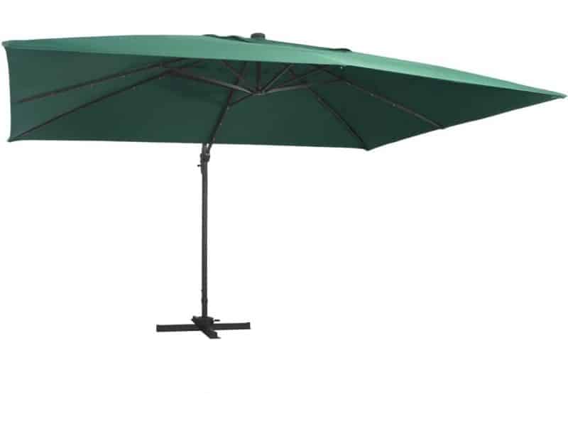 Zweefparasol Groen 400x300 cm Met LED Verlichting en 360° Draaibaar