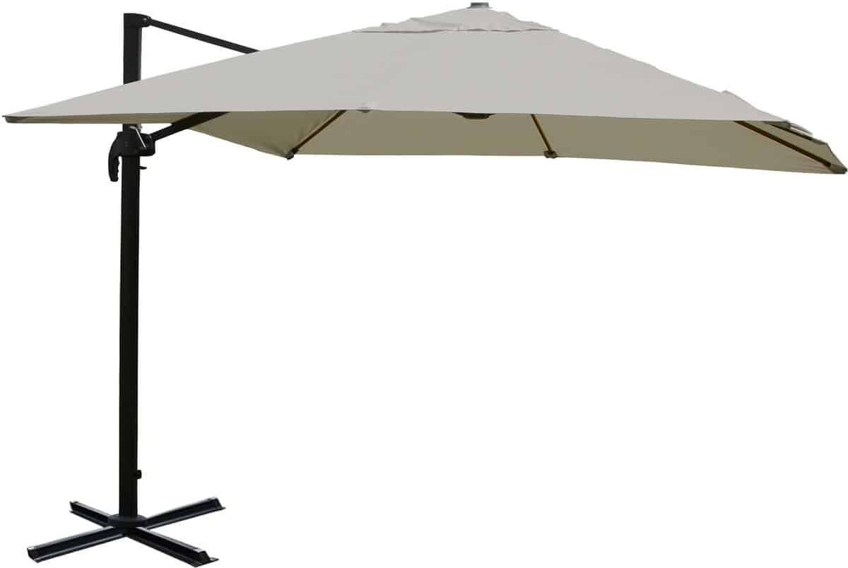 zweefparasol mcw a96, 3,5×3,5m (Ø4,95m) polyester aluminium/staal 25kg ~ creme