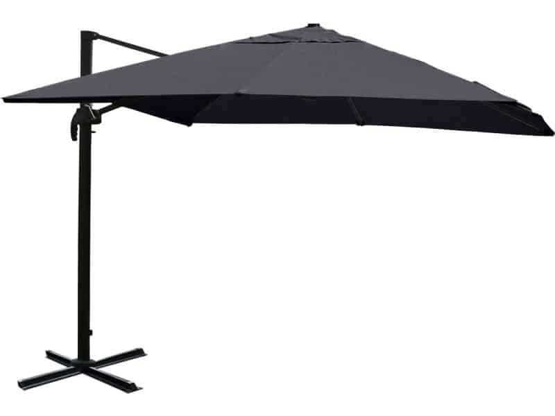 Zweefparasol MCW-A96, 3,5x3,5m (Ø4,95m) polyester/aluminium 25kg ~ antraciet zonder standaard