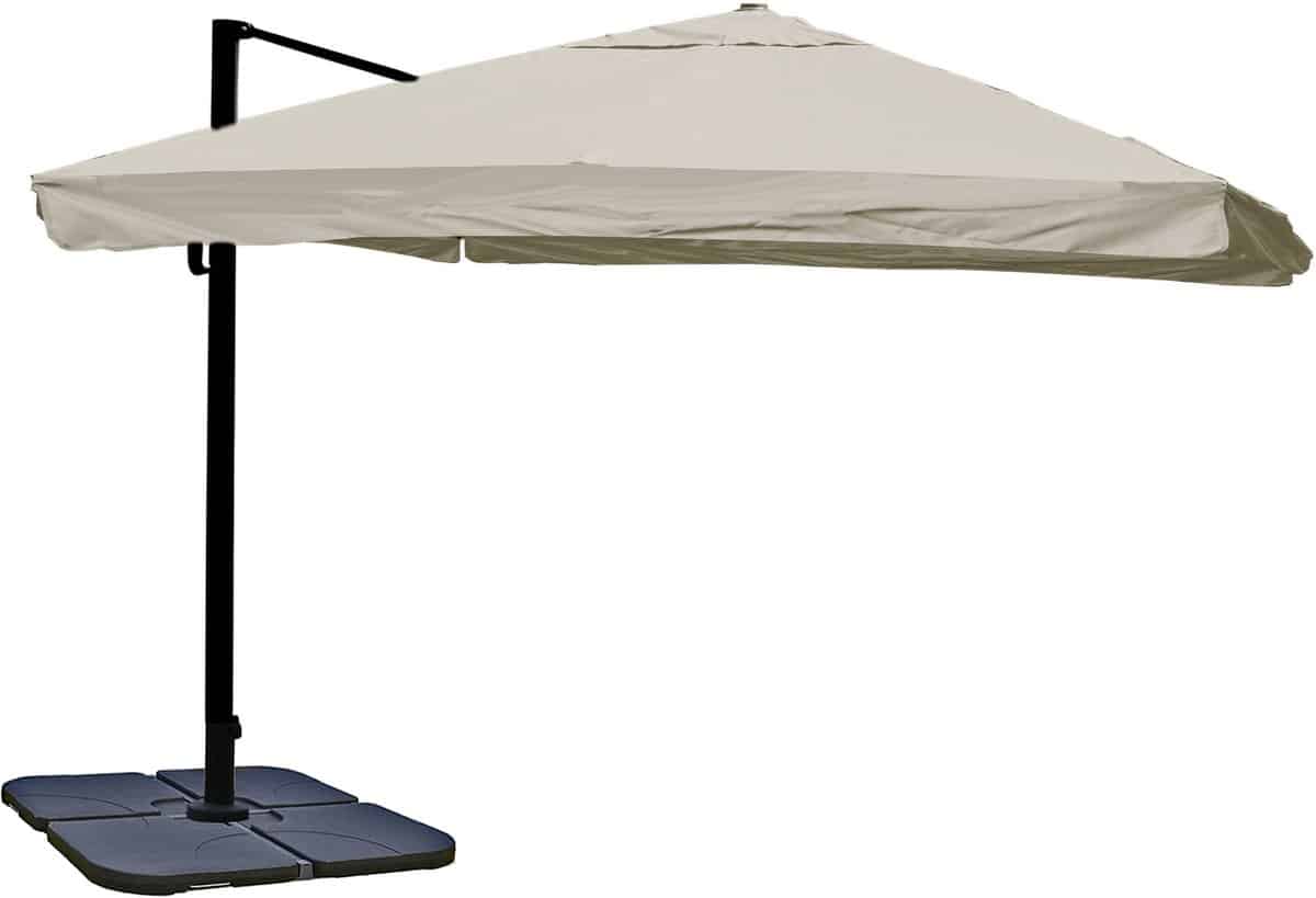 zweefparasol mcw a96, 3x4m (Ø5m) polyester aluminium/staal 26kg ~ flap