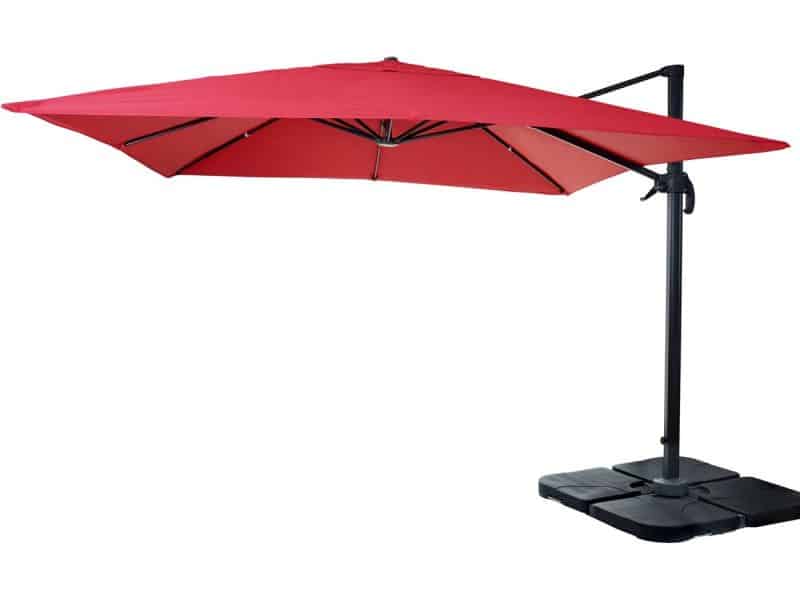 Zweefparasol MCW-A96, parasol 3x3m (Ø4.24m) polyester aluminium/staal 23kg ~ rood