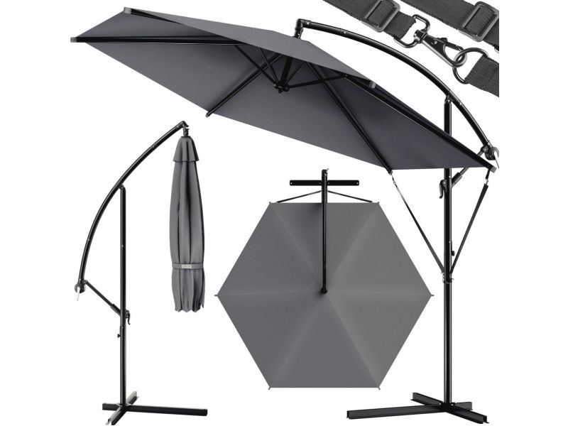 Zweefparasol Ø 330 cm met Windbescherming - Draaibaar & Kantelbaar