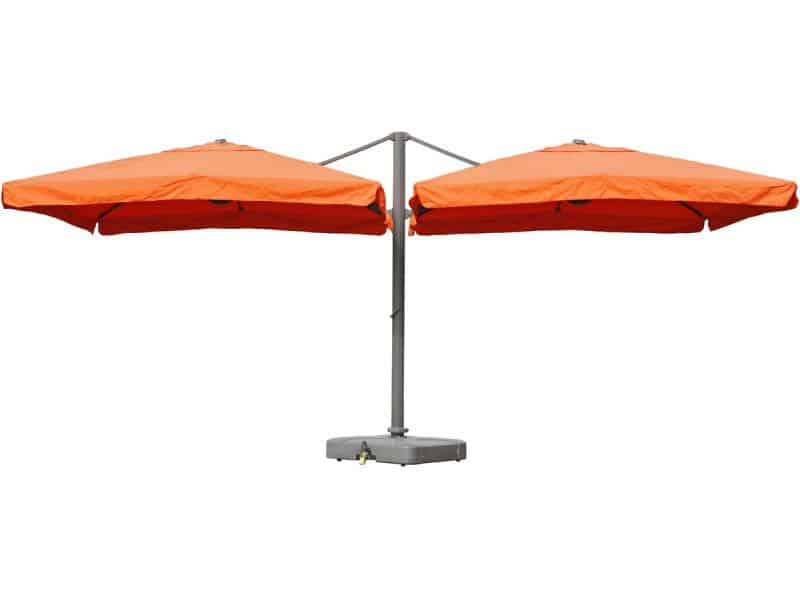 Zweefparasol T44, pergola luifel effect, 6,2x3m polyester 50kg ~ terracotta