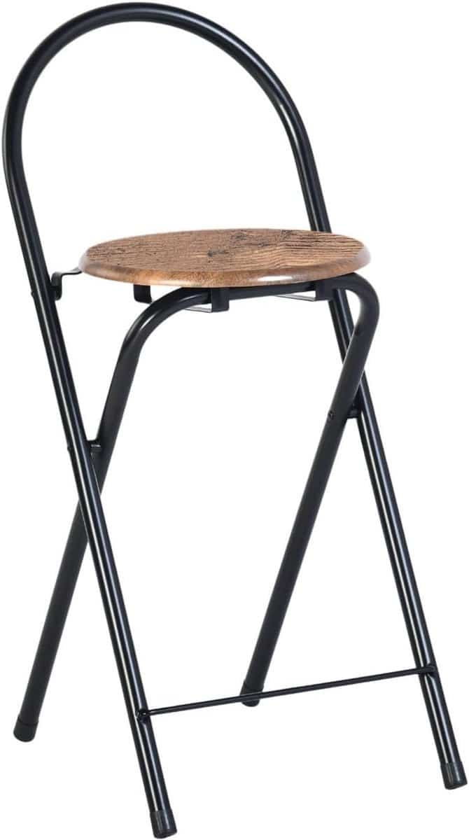 1 opvouwbare barkruk, opvouwbare barkruk met rugleuning, barstoel