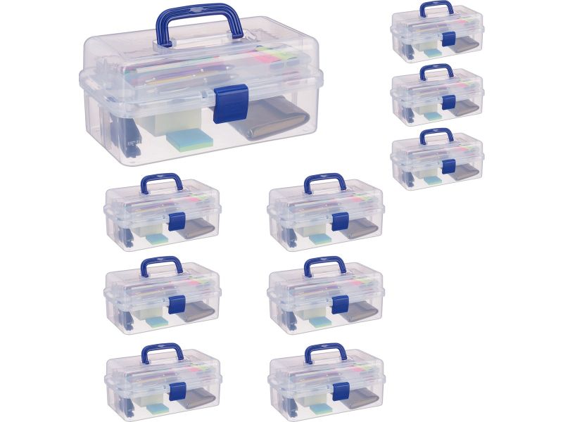 10 x opbergbox met vakjes - transparante opbergdoos - 9