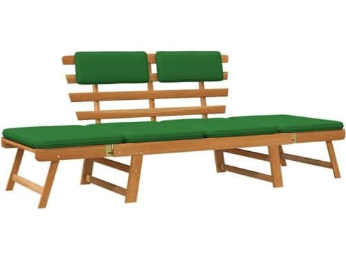 2-in-1 Tuinbank en Ligbed 190 cm Massief Acaciahout met Kussens