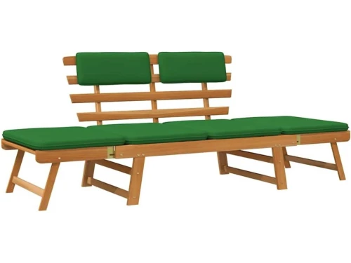 2-in-1 Tuinbank en Ligbed 190 cm Massief Acaciahout met Kussens