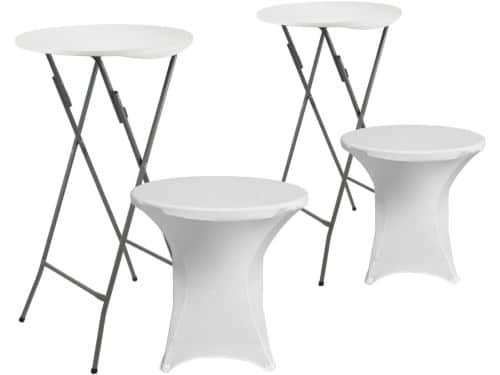 2-pack Witte Klaptafels Rond met Tafelovertrek 61x105 cm