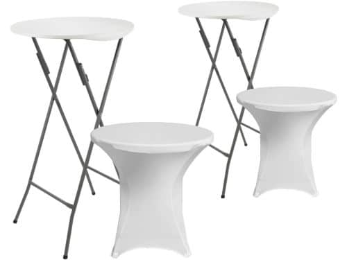 2-pack Witte Klaptafels Rond met Tafelovertrek 61x105 cm