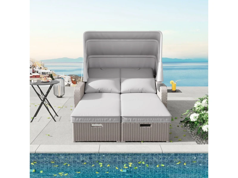 2 persoons rotan tuinmeubelen - tuinbank - loungebank - afneembare