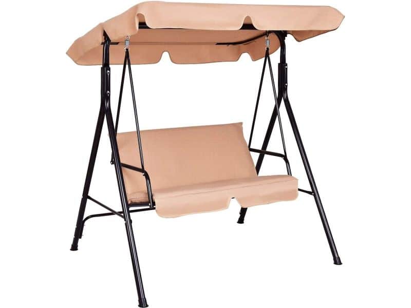 2-Persoons veranda schommelbank, luifel schommel, weerbestendig glijder met verstelbare luifel