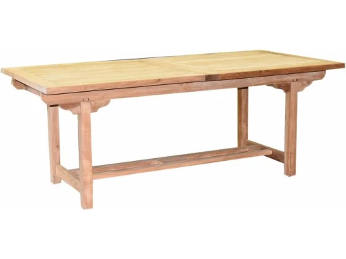 2 x uitschuifbare rechthoekige teaktafel zware uitvoering.