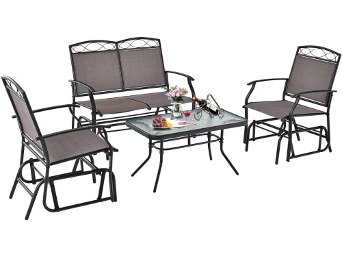 2-Zits Schommelbank met Salontafel Zitbank van Textiel Balkonmeubelset Tuinmeubelen Balkonset