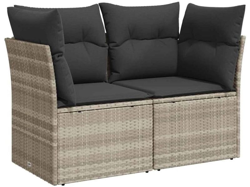 2-zits Tuinbank met Kussens van Poly Rattan - Lichtgrijs Loungebank