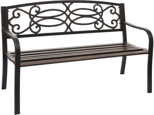 2-Zits Tuinbank Parkbank met Armleuningen - Gepolijst Staal voor Binnen