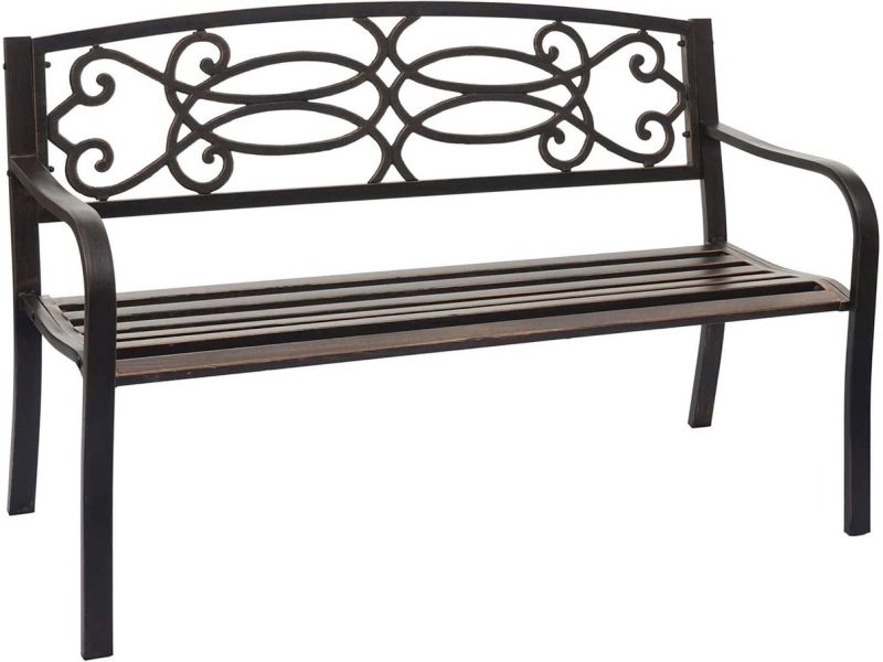 2-Zits Tuinbank Parkbank met Armleuningen - Gepolijst Staal voor Binnen