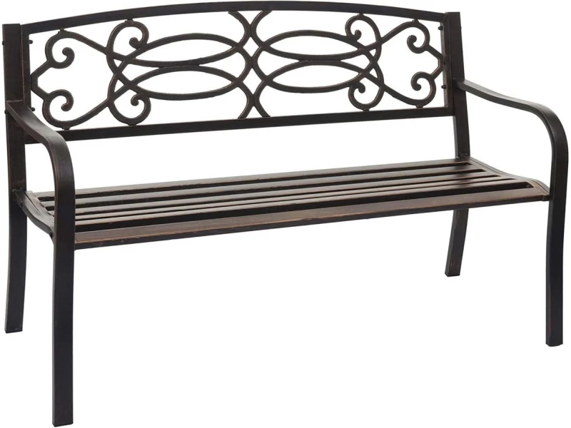 2-Zits Tuinbank Parkbank met Armleuningen - Gepolijst Staal voor Binnen