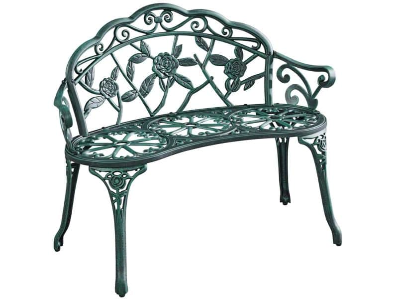 2-zits vintage tuinbank metalen bank parkbank, weerbestendig gegoten aluminium balkonbank