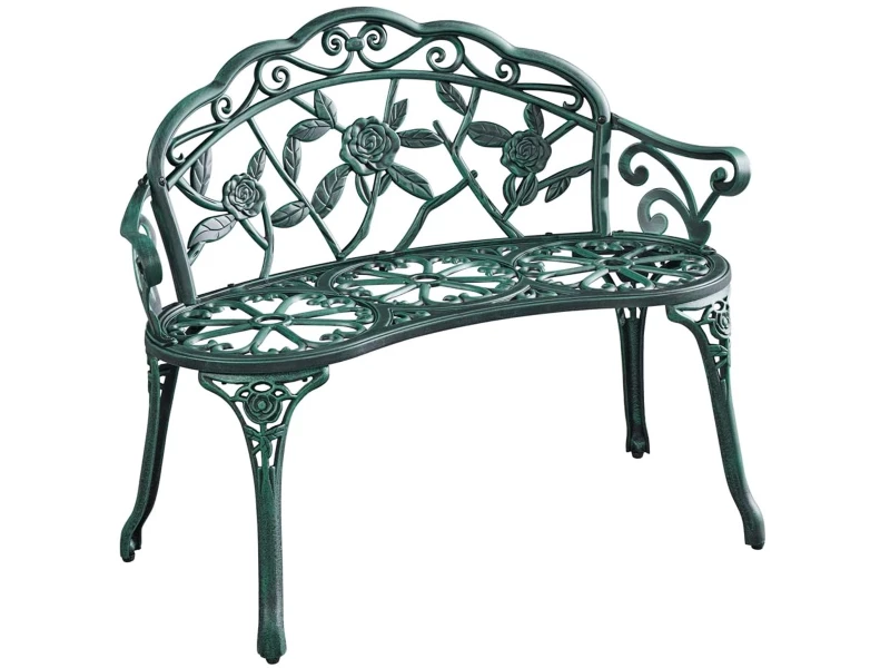 2-zits vintage tuinbank metalen bank parkbank, weerbestendig gegoten aluminium balkonbank