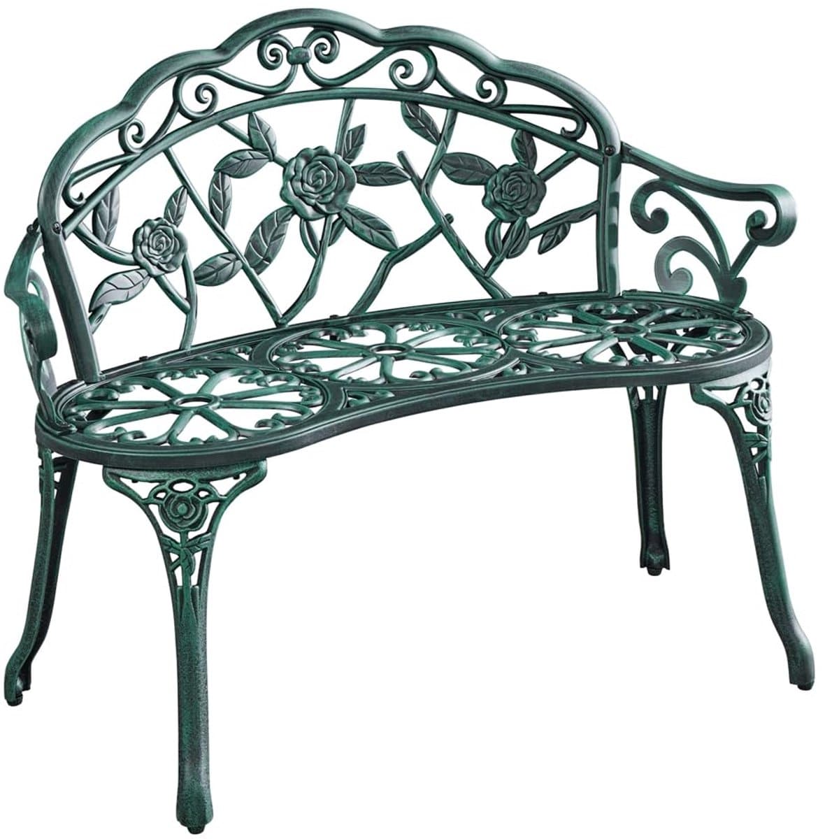 2 zits vintage tuinbank metalen bank parkbank, weerbestendig gegoten aluminium balkonbank