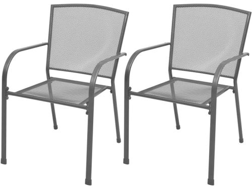 2x Stapelbare Tuinstoelen van Staal met Mesh Ontwerp