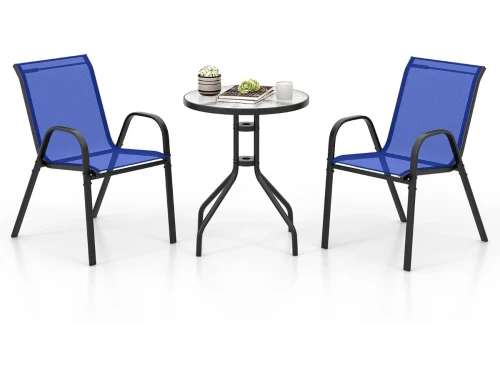 3-delig Balkonmeubelset Bistrotafel met 2 Stapelbare Stoelen Bistroset Balkonset Tuinset