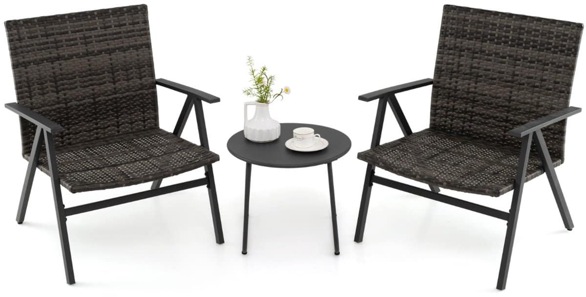 3 delig bistroset voor buiten tuinmeubelset inclusief ronde bijzettafel en 2