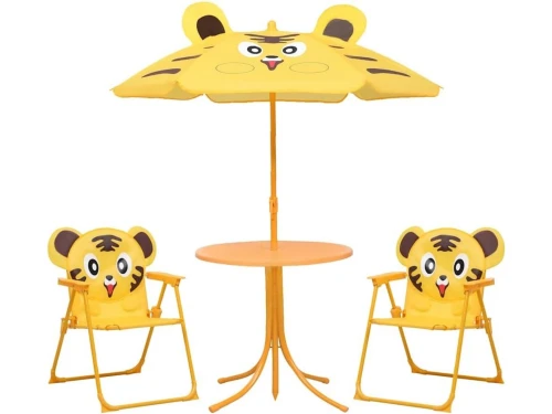 3-delig bistroset voor kinderen met parasol - stevig staal frame