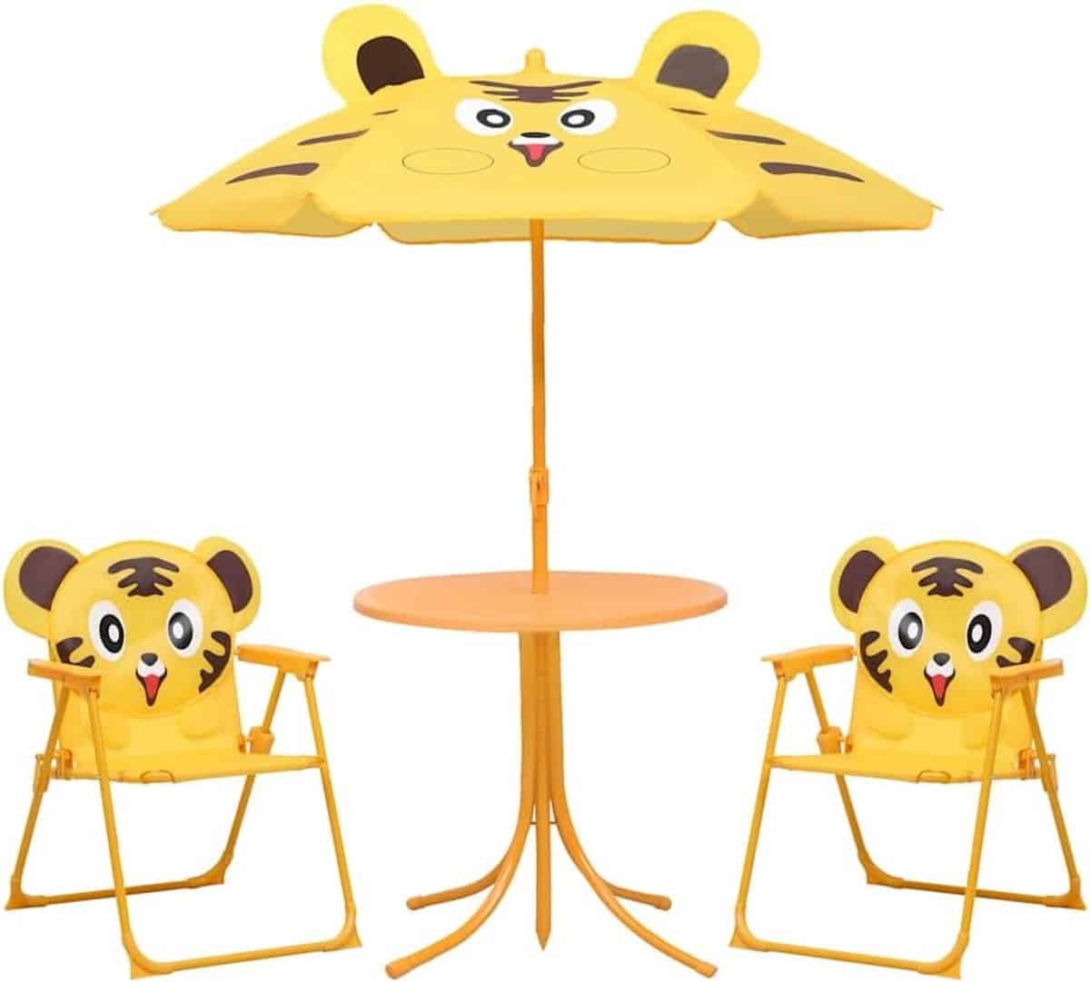 3 delig bistroset voor kinderen met parasol stevig staal frame