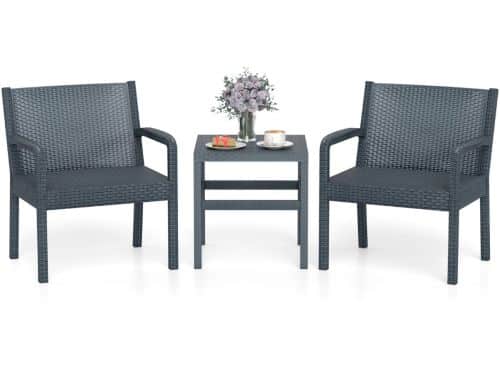 3-delig Rattan Tuinmeubel Set Weerbestendige Balkonmeubels Balkonset Inclusief 2 Stoelen