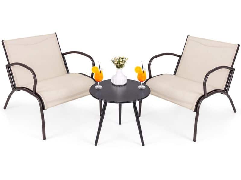 3-delig Tuinmeubelset Balkonset met 2 Stoelen & Tafel Balkonmeubels met