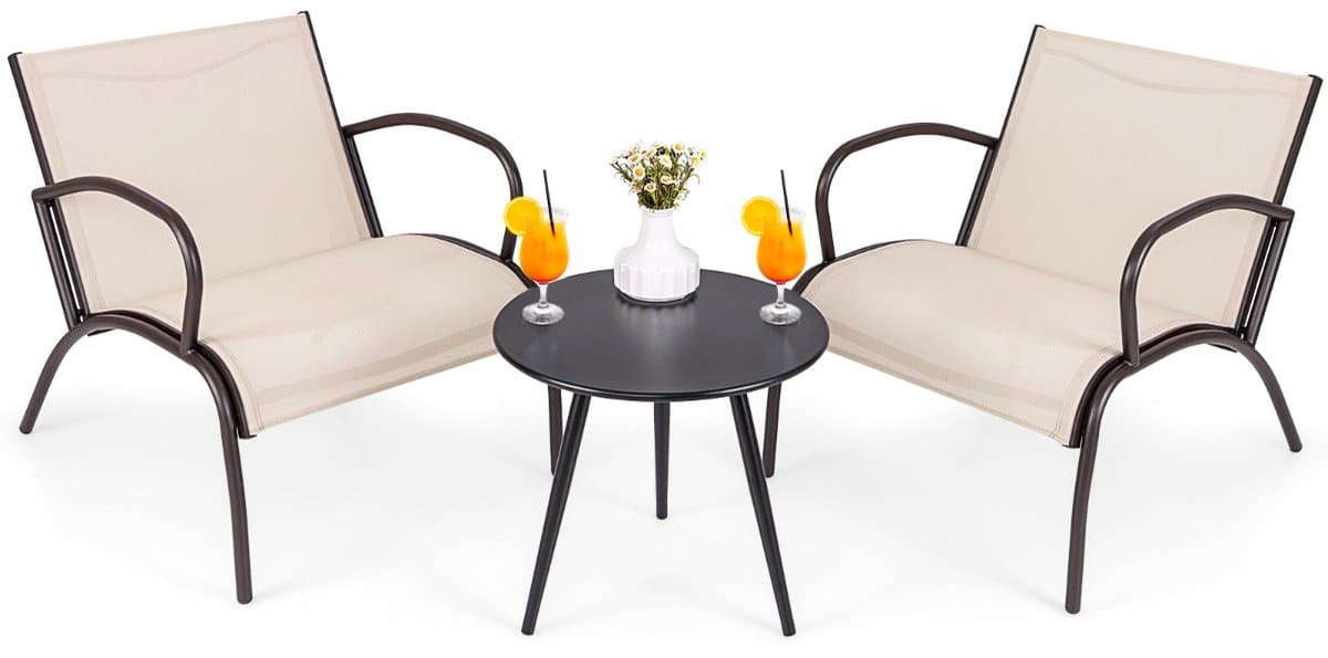 3 delig tuinmeubelset balkonset met 2 stoelen & tafel balkonmeubels met