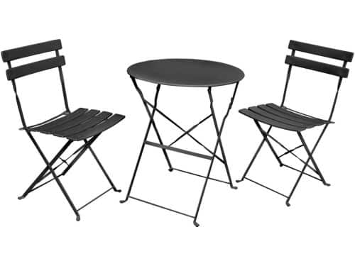 3-delige Balkonmeubelen ORION / Tuinmeubelset / Zwart / Balkonset Bistrotafel