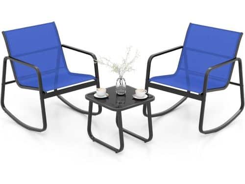 3-delige Balkonset met 2 Schommelstoelen & Tafel - Comfortabele Tuinmeubelset