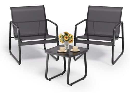 3-delige balkonset met 2 stoelen en een tafel van gehard